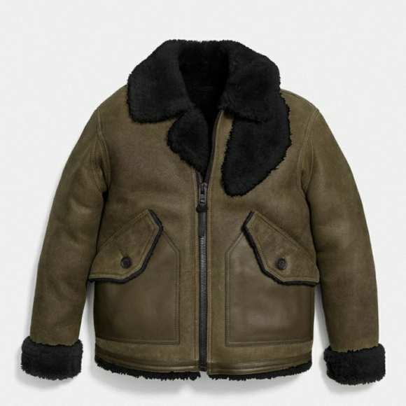 COACH Shearling B3 Bomber Jacket Saddle - Picture 1 of 11